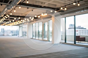 Blurred empty office with bokeh effect photo
