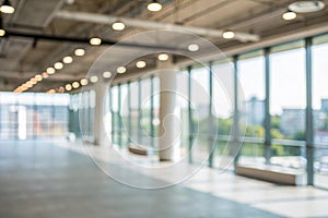 Blurred empty office space with bokeh effect