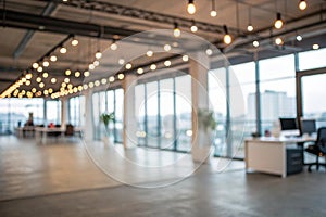 Blurred empty open space office