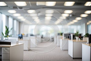 Blurred Empty Open Space Office Interior Background