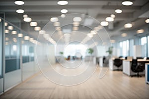 Blurred Empty Open Space Office Interior Background