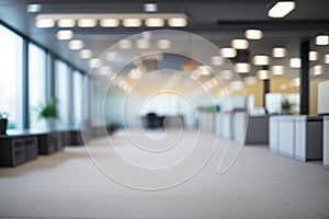 Blurred Empty Open Space Office Interior Background