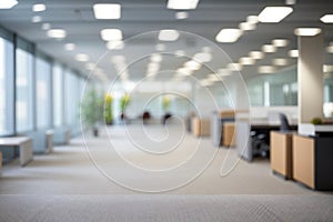 Blurred Empty Open Space Office Interior Background