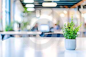 Blurred empty open space office interior background for design