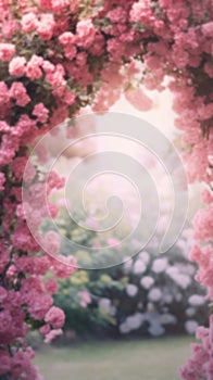 Blurred Flower Arch Background for Product Displays and Portraits, Generative AI Technology