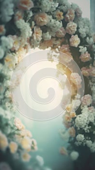 Blurred Flower Arch Background for Product Displays and Portraits, Generative AI Technology