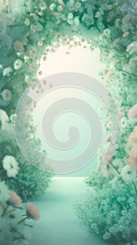 Blurred Flower Arch Background for Product Displays and Portraits, Generative AI Technology