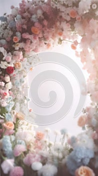 Blurred Flower Arch Background for Product Displays and Portraits, Generative AI Technology