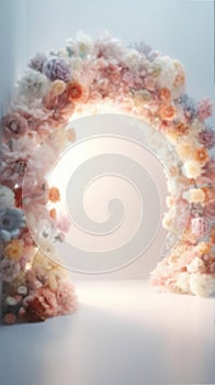 Blurred Flower Arch Background for Product Displays and Portraits, Generative AI Technology