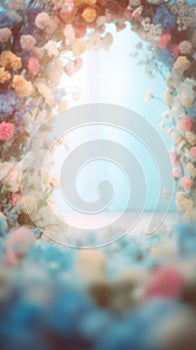 Blurred Flower Arch Background for Product Displays and Portraits, Generative AI Technology