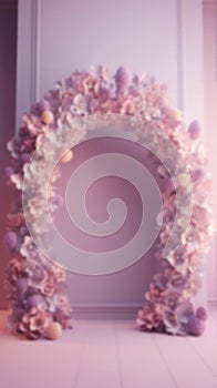 Blurred Flower Arch Background for Product Displays and Portraits, Generative AI Technology