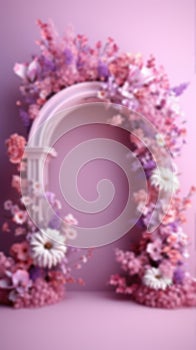 Blurred Flower Arch Background for Product Displays and Portraits, Generative AI Technology