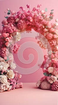 Blurred Flower Arch Background for Product Displays and Portraits, Generative AI Technology