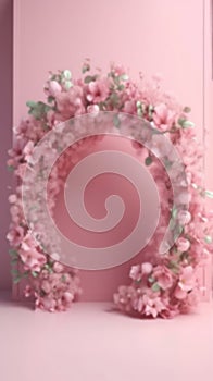 Blurred Flower Arch Background for Product Displays and Portraits, Generative AI Technology