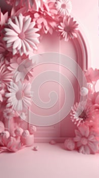 Blurred Flower Arch Background for Product Displays and Portraits, Generative AI Technology