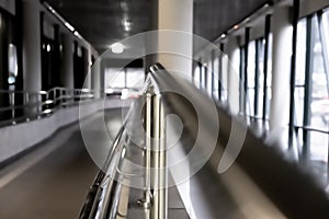 Blurred focus, artistic plan, blur. Elevated transition with the possibility of movement of wheelchairs. A ramp for the