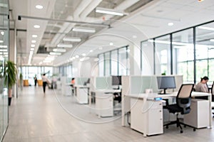 Blurred focus of open space office interior