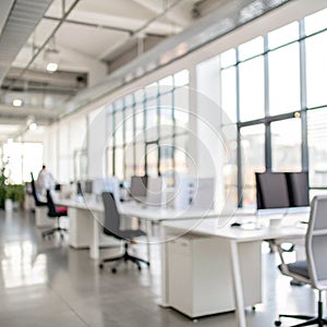 Blurred focus of white open space office interior