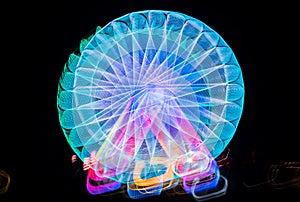 Blurred giant wheel, ferris at night