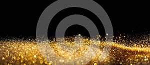 Blurred glitter bombs, gold glitter defocused abstract Twinkly Lights grunge Background