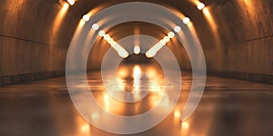 Blurred Glowing Bokeh of an Underground Subway with Neon Lights