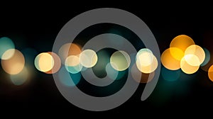 Blurred golden bokeh on black background