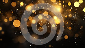 Blurred golden bokeh on black background
