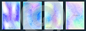 Blurred grainy backgrounds set with modern abstract soft color gradient patterns. Trendy soft grain gradient illustration and