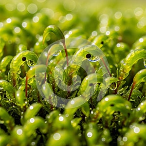 Blurred green, emphasizing the sharp focus on the droplets and