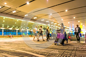 Blurred image of business people in international airport terminal