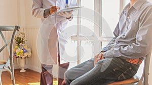 Blurred image,The doctor is examining the health of the patient and is a consultant for health care after the examination for