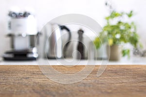 Blurred image of modern kitchen interior for background