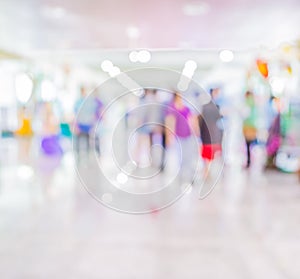 Blurred image of people walking at day market , blur background