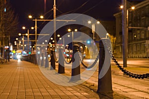 Blurred image of tram line by night