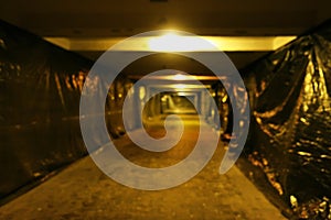 Blurred image of an underground tunnel