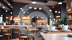 Blurred images of restaurant and coffee shop cafe interior background