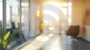Blurred Interior with Sunlight Streaming Through Window