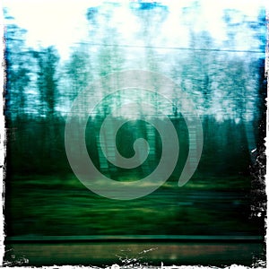 Blurred landscape taken from fast train