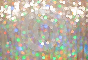 Blurred large round bokeh highlights of New Year tinsel