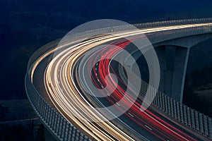 Blurred lights of vehicles