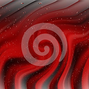 Blurred liquid red background with spheres