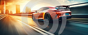Blurred Motion Background Speeding Sport Car On Road