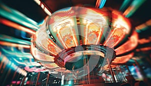 Blurred motion ignites excitement on carnival ride generated by AI