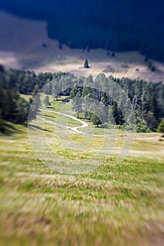 Blurred Mountain Pathway. Lensbaby Shot