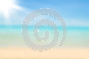 Blurred nature background. Sandy beach backdrop with turquoise