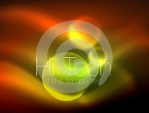 Blurred neon glowing circle, hi-tech modern bubble template, techno glowing glass round shapes or spheres. Geometric