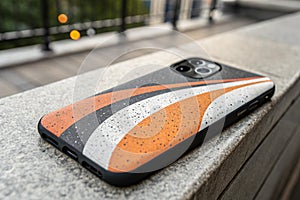 Blurred orange gray white gradient background