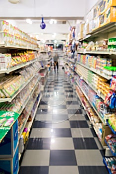 Blurred out-of-focus grocery store full frame