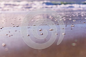 Blurred out Landscape of Bubble in the sand at Baker Beach San Francisco California photo