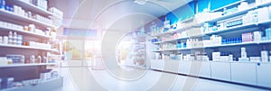 Blurred of a pharmacy store. Pharmacist and medicine concept